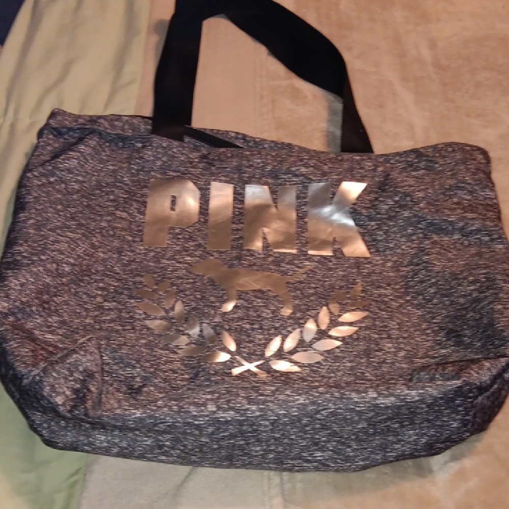 PINK Victoria's Secret Silver and Black Tote